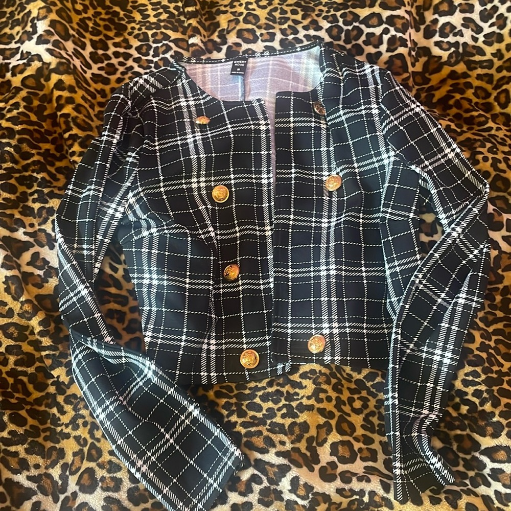 Black and white flannel cardigan